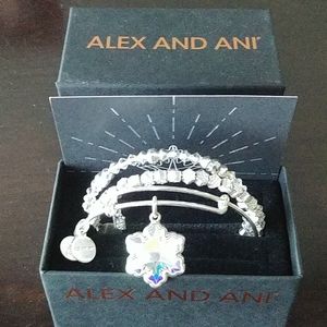 Alex and Ani Crystal Snowflake set of 3 bangles